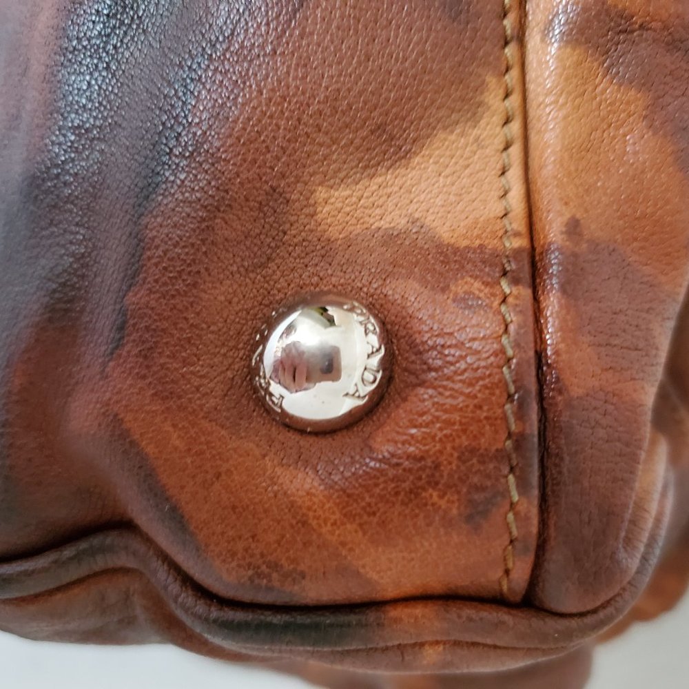 Prada Leather Bag galleria Brown black tie dyed tan cowgirl western edition camo - Picture 6 of 11